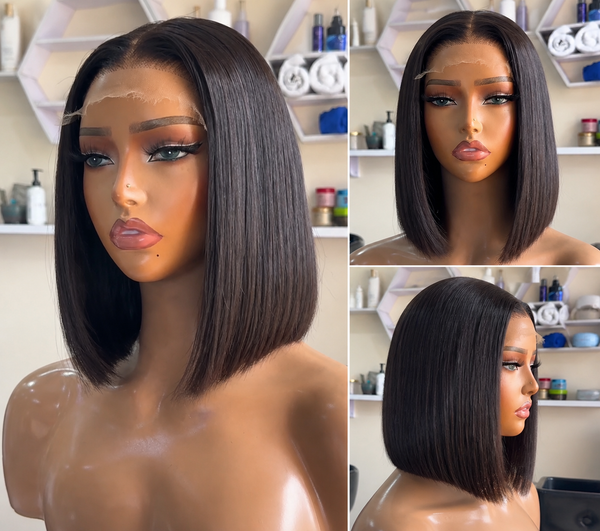 10" lace Closure Virgin Hair glueless Bob unit.  5x5  lace closure, HD  swiss lace , Ready to wear